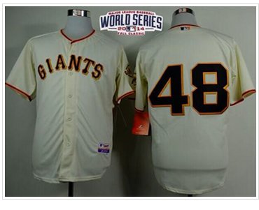 Giants #48 Pablo Sandoval Cream Cool Base W 2014 World Series Patch Stitched Baseball Jersey