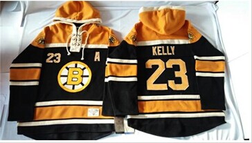 Boston Bruins #23 Chris Kelly Black Sawyer Hooded Sweatshirt Stitched NHL Jersey