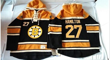 Boston Bruins #27 Dougie Hamilton Black Sawyer Hooded Sweatshirt Stitched NHL jersey