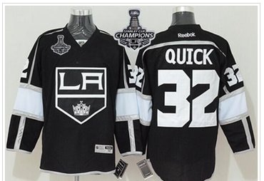 Kings #32 Jonathan Quick Black Home 2014 Stanley Cup Champions Stitched NHL Jersey