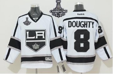 Kings #8 Drew Doughty White Road 2014 Stanley Cup Champions Stitched NHL jersey