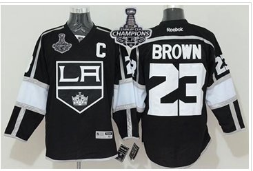 Kings #23 Dustin Brown Black Home 2014 Stanley Cup Champions Stitched NHL jersey