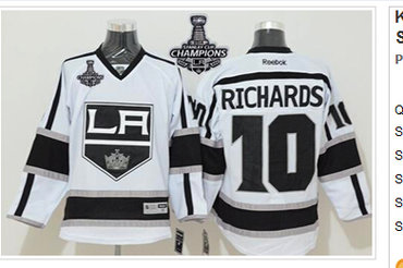 Kings #10 Mike Richards White Road 2014 Stanley Cup Champions Stitched NHL Jersey