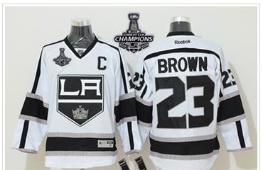 Kings #23 Dustin Brown White Road 2014 Stanley Cup Champions Stitched NHL jersey