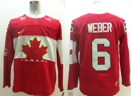 Team Canada 2014 Olympic #6 Shea Weber Red Stitched NHL Jersey