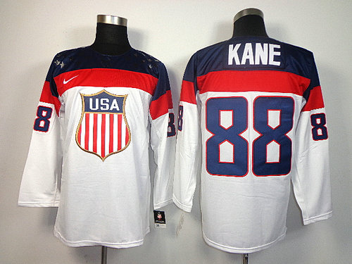 2014 Olympic Team USA #88 Patrick Kane White Stitched Hockey Jersey