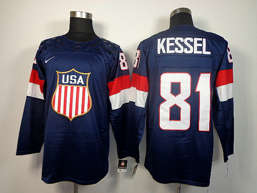 2014 Olympic Team USA 81 Phil Kessel Dark Blue Stitched Hockey Jersey