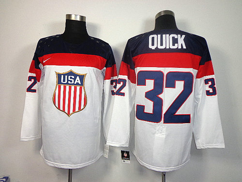 Team USA 2014 Sochi Winter Olympics 32 Jonathan Quick White Authentic Hockey Jersey Team USA 2014 Sochi Winter Olympics 32 Jonathan Quick White Authentic Hockey Jersey