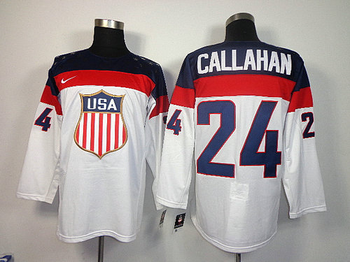 2014 Olympic Team USA 24 Ryan Callahan White Stitched Hockey Jersey