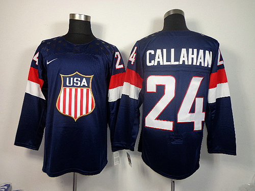 2014 Olympic Team USA 24 Ryan Callahan Dark Blue Stitched Hockey Jersey