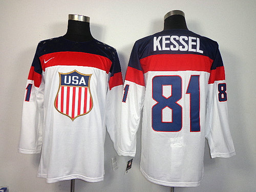 2014 Olympic Team USA 81 Phil Kessel White Stitched Hockey Jersey