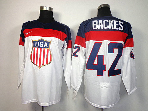 Team USA 2014 Sochi Winter Olympics 42 David Backes White Authentic Hockey Jersey