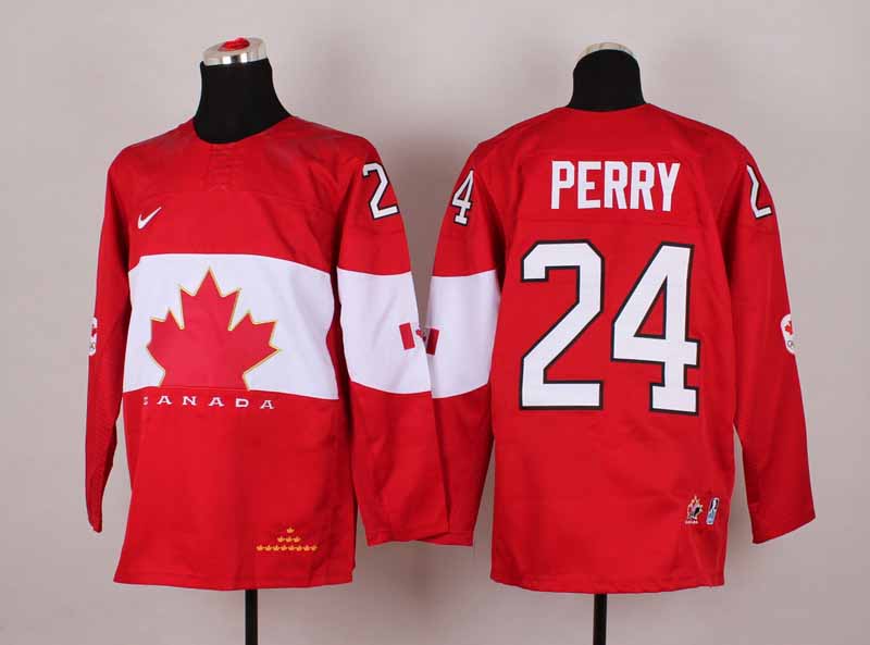 COREY PERRY Team Canada 2014 Sochi Winter Olympics Twill Hockey Red Jersey