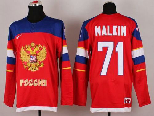 2014 Olympic Team Russia #71 Evgeni Malkin Red Hockey NHL Jersey