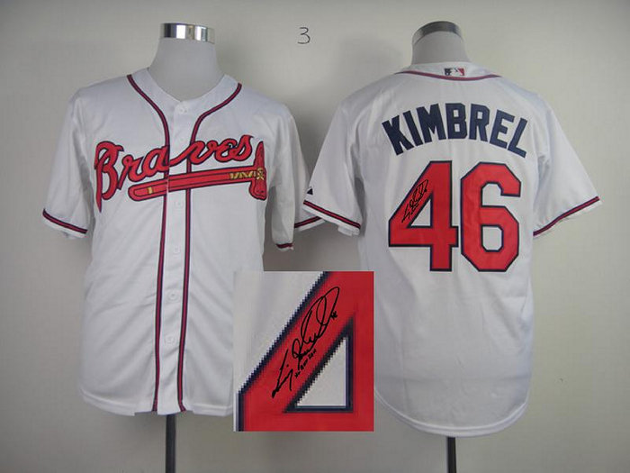 MLB Atlanta Braves 46 Craig Kimbrel White Signed Jersey MLB Atlanta Braves 46 Craig Kimbrel White Signed Jersey