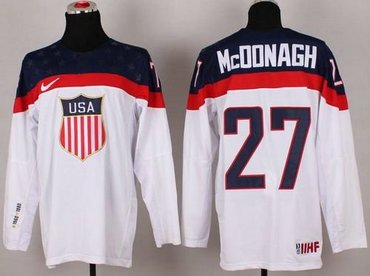 2014 Olympic Team USA #27 Ryan McDonagh White Hockey NHL Jersey