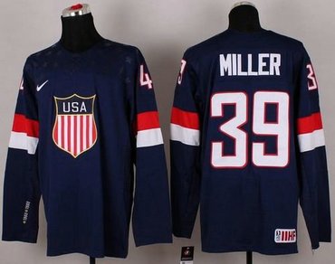 2014 Olympic Team USA #39 Ryan Miller Navy Blue Hockey NHL Jersey