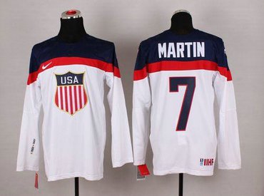2014 Olympic Team USA #7 Paul Martin White Hockey NHL Jersey 2014 Olympic Team USA #7 Paul Martin White Hockey NHL Jersey