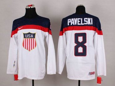 2014 Olympic Team USA #8 Joe Pavelski White Hockey NHL Jersey