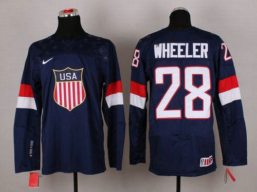 2014 Olympic Team USA #28 Blake Wheeler Navy Blue Hockey NHL Jersey