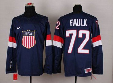 2014 Olympic Team USA #72 Justin Faulk Navy Blue Hockey NHL Jersey