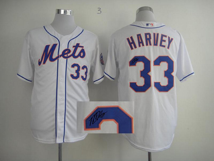New York Mets 33# Matt Harvey 2013 All-Star Patch Cool Base White MLB Jerseys(Signed)