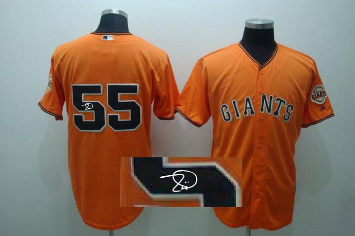 San Francisco Giants 55# Tim lincecum Orange MLB Jerseys(Signed)