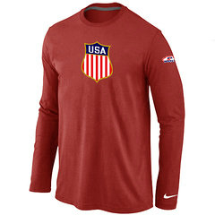 New Team USA Hockey Winter Olympics KO Collection Locker Room Long Sleeve T-Shirt Red