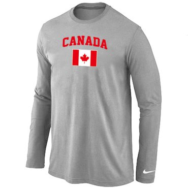 New 2014 Olympics Canada Flag Collection Locker Room Sleeve T-Shirt L.Grey