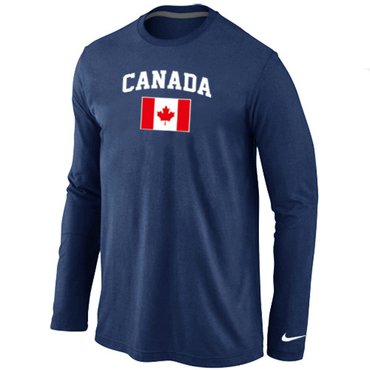 New 2014 Olympics Canada Flag Collection Locker Room Sleeve T-Shirt D.Blue