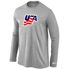 New USA Graphic Legend Performance Collection Locker Room Long Sleeve T-Shirt L.Grey