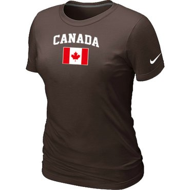 New 2014 Olympics Canada Flag Collection Locker Room Women's T-Shirt Brown
