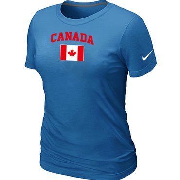 New 2014 Olympics Canada Flag Collection Locker Room Women's T-Shirt L.blue
