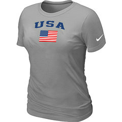 USA Olympics USA Flag Collection Locker Room Women's T-Shirt L.Grey