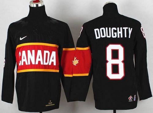 Youth NHL Team Canada 2014 Olympic #8 Drew Doughty Black Stitched Jersey