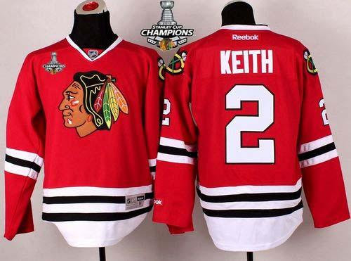 Chicago Blackhawks #2 Duncan Keith Red Stanley Cup Champions NHL Jersey