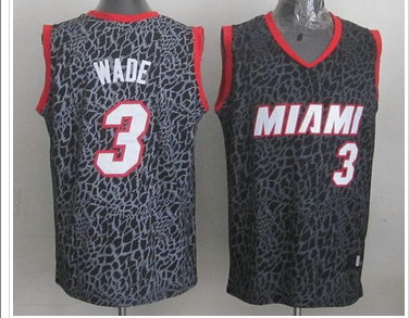 Miami Heat #3 Dwyane Wade Black Crazy Light NBA Jersey