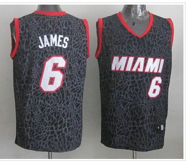 Miami Heat #6 LeBron James Black Crazy Light NBA Jersey