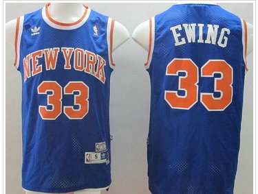 New York Knicks #33 Patrick Ewing Blue Throwback NBA Jersey