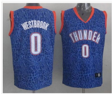 Oklahoma City Thunder #0 Russell Westbrook Blue Crazy Light NBA Jersey