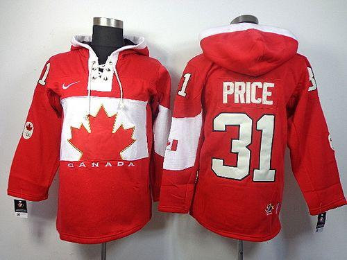 Team Canada Olympic #31 Carey Price Red Sawyer Hooded Sweatshirt NHL Jersey