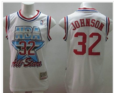 Los Angeles Lakers Mitchell And Ness #32 Magic Johnson White 1993 All Star NBA Jersey