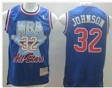 Los Angeles Lakers Mitchell And Ness #32 Magic Johnson Blue 1993 All Star NBA Jersey