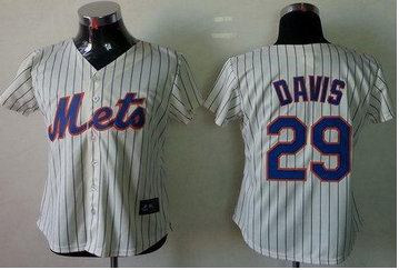 Women's Fashion New York Mets #29 Ike Davis Cream(Blue Strip)Baseball Jersey