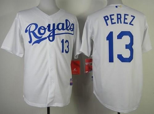 Kansas City Royals #13 Salvador Perez White Cool Base Baseball Jersey