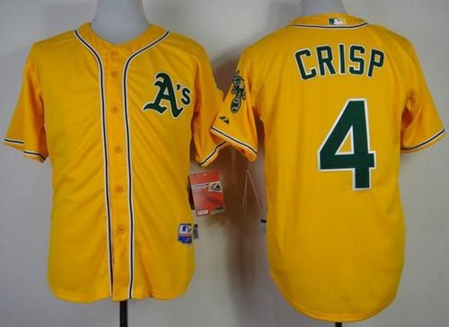 Oakland Athletics #4 Coco Crisp Yellow Cool Base Stitched Baseball Jersey