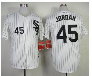 Chicago White Sox #45 Michael Jordan White-Black Strip Baseball Jersey