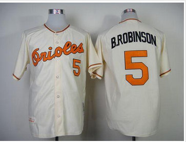 Baltimore Orioles #5 Brooks Robinson Cream Throwback Baseball Jersey(Mitchell And Ness 1970)