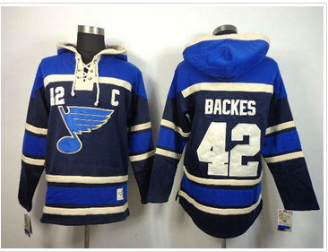 St. Louis Blues #42 David Backes Navy Blue Sawyer Hooded Sweatshirt Stitched NHL Jersey