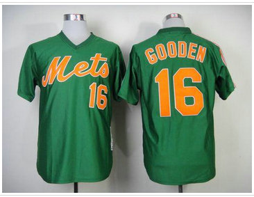 New York Mets #16 Dwight Gooden Green Throwback Baseball Jersey(Mitchell And Ness 1985)